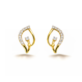 Floral Leaf 9KT Diamond Studs Earrings