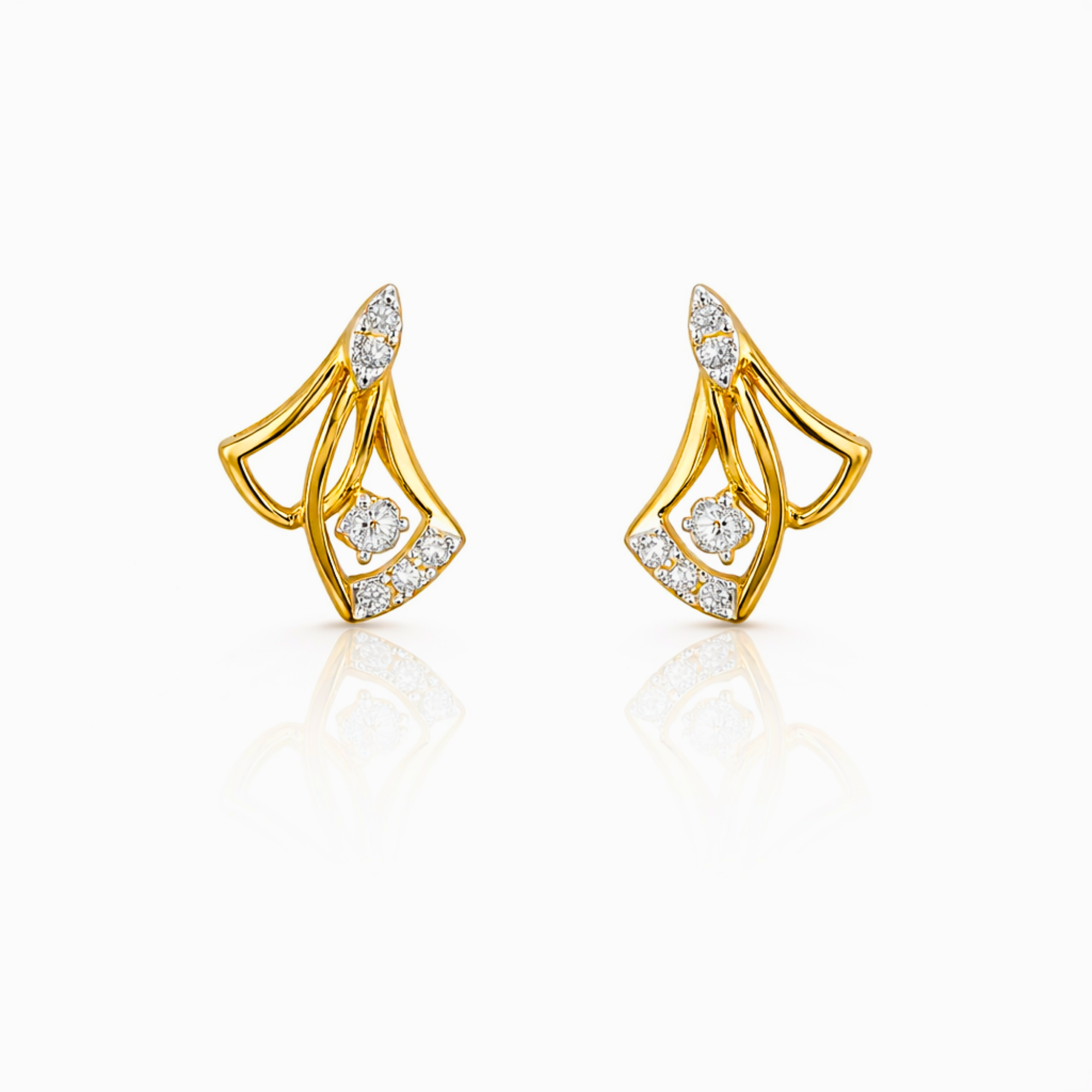 Duo Bell 9KT Diamond Stud Earrings