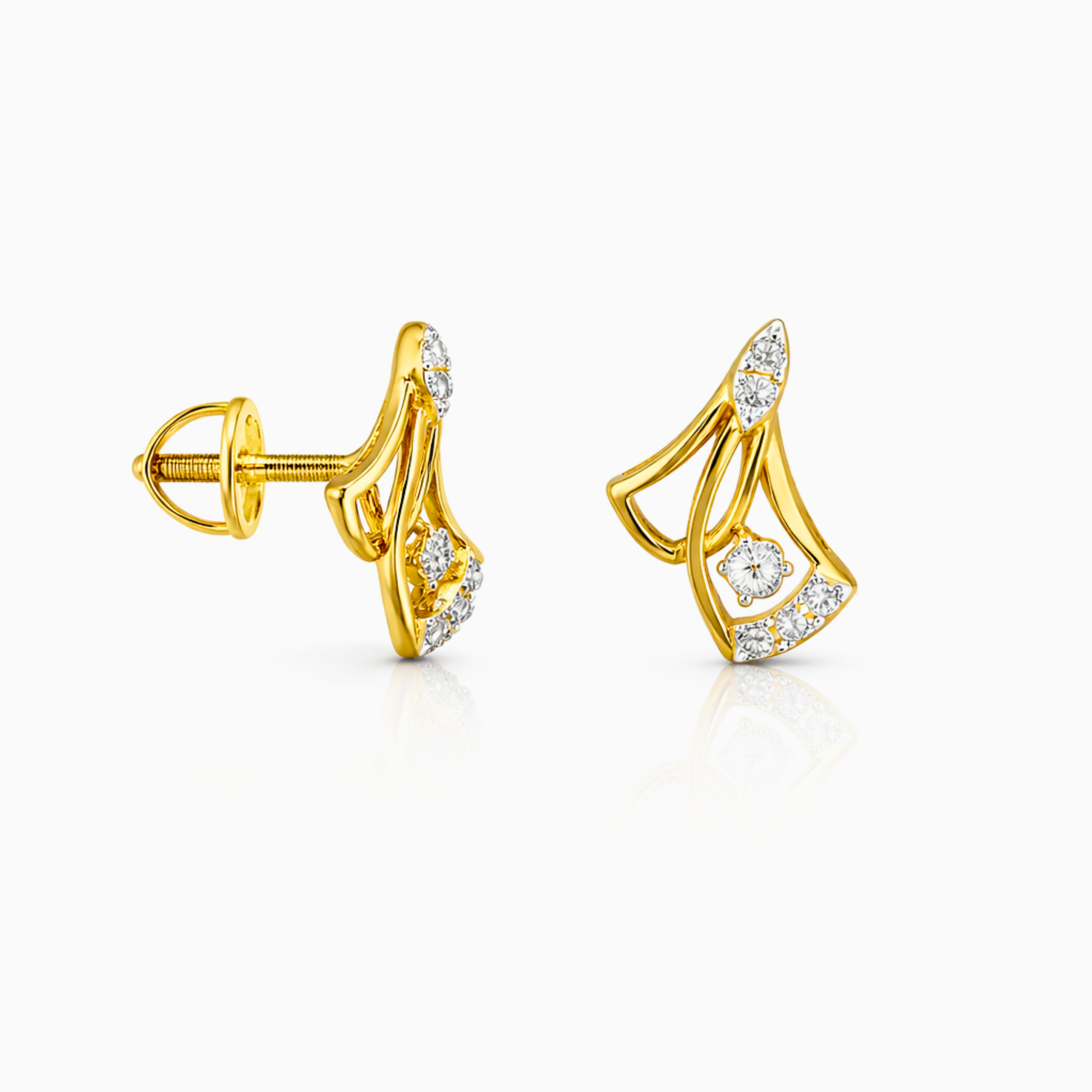 Duo Bell 9KT Diamond Stud Earrings