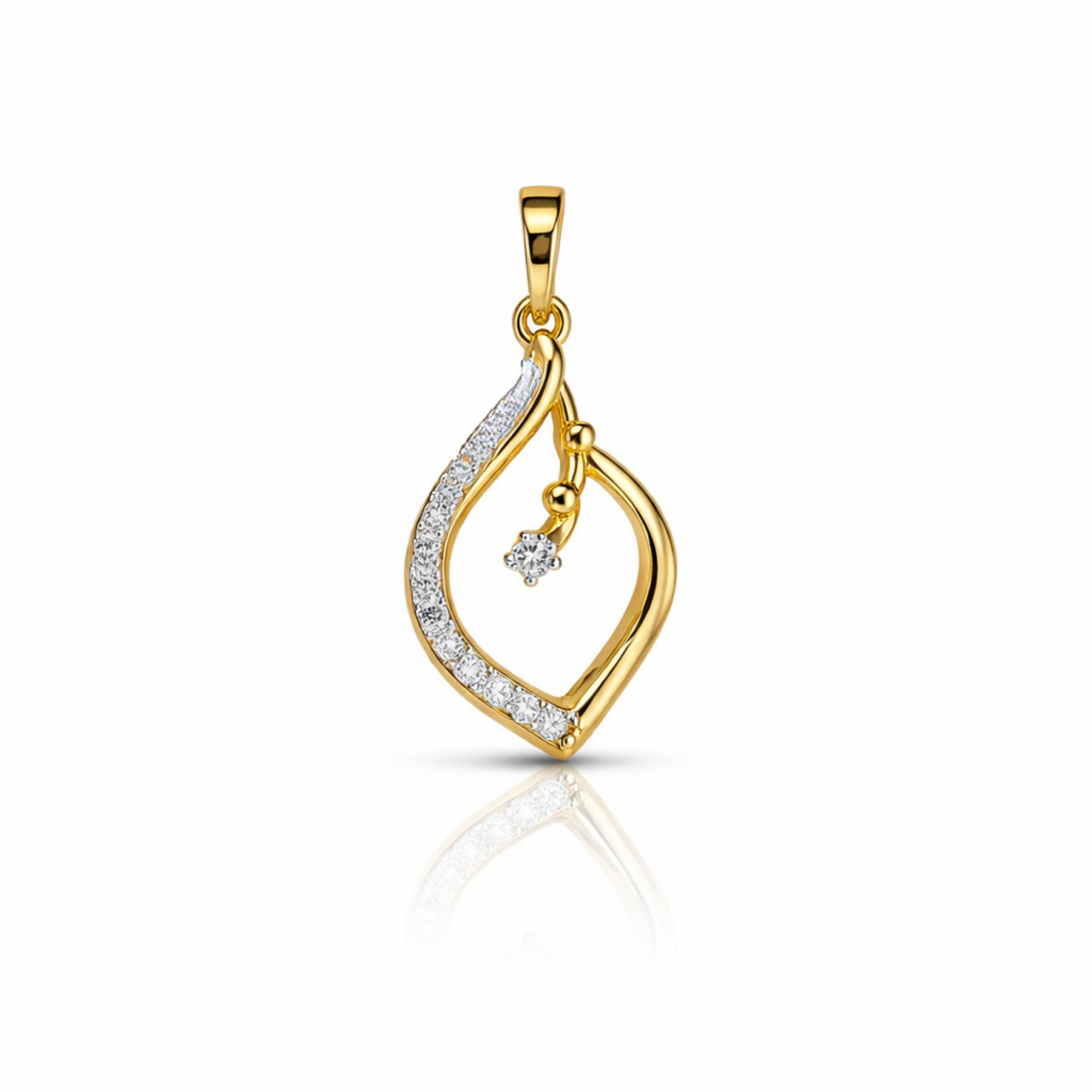Floral Leaf 9KT Diamond Pendant