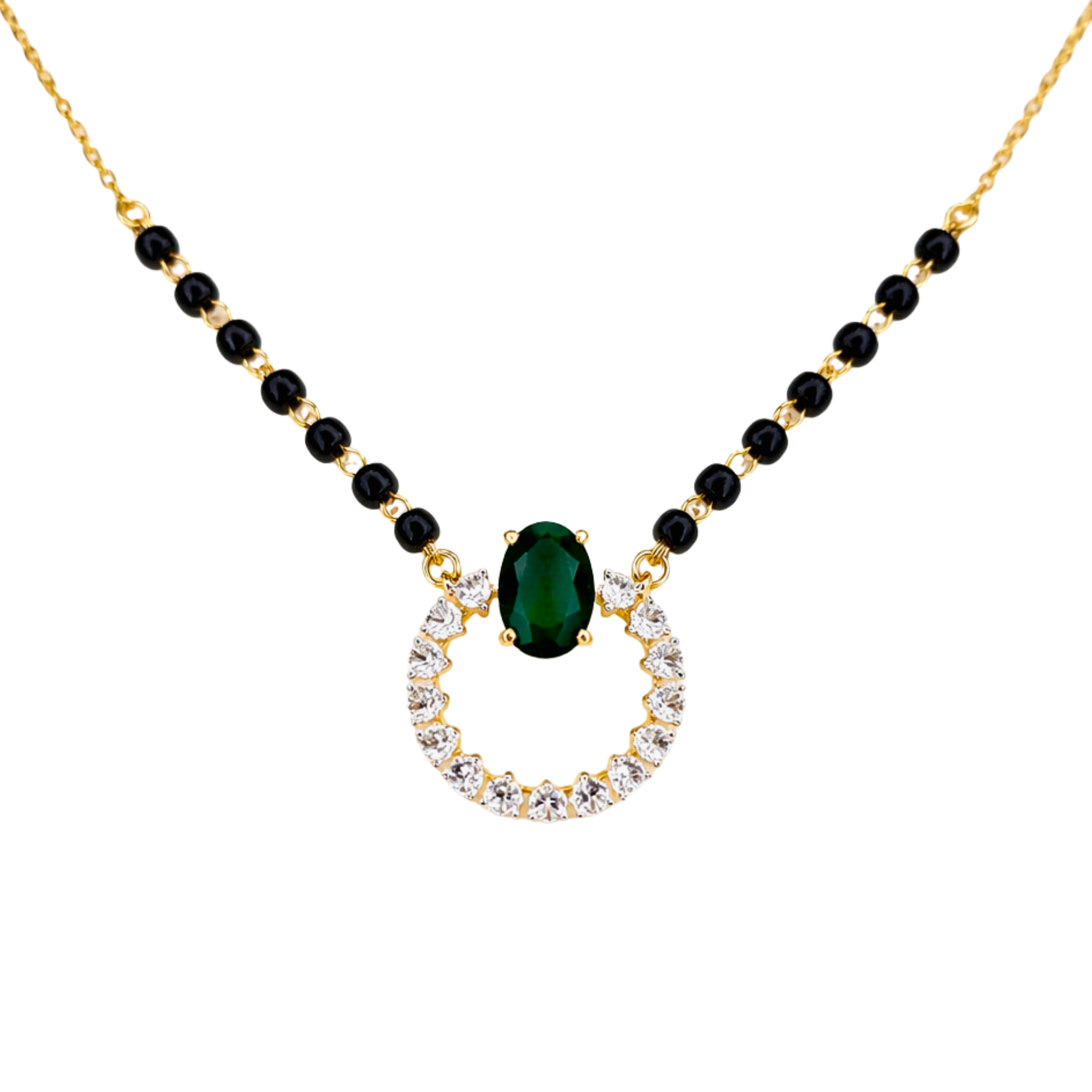 Emerald Halo 9KT Diamond Mangalsutra