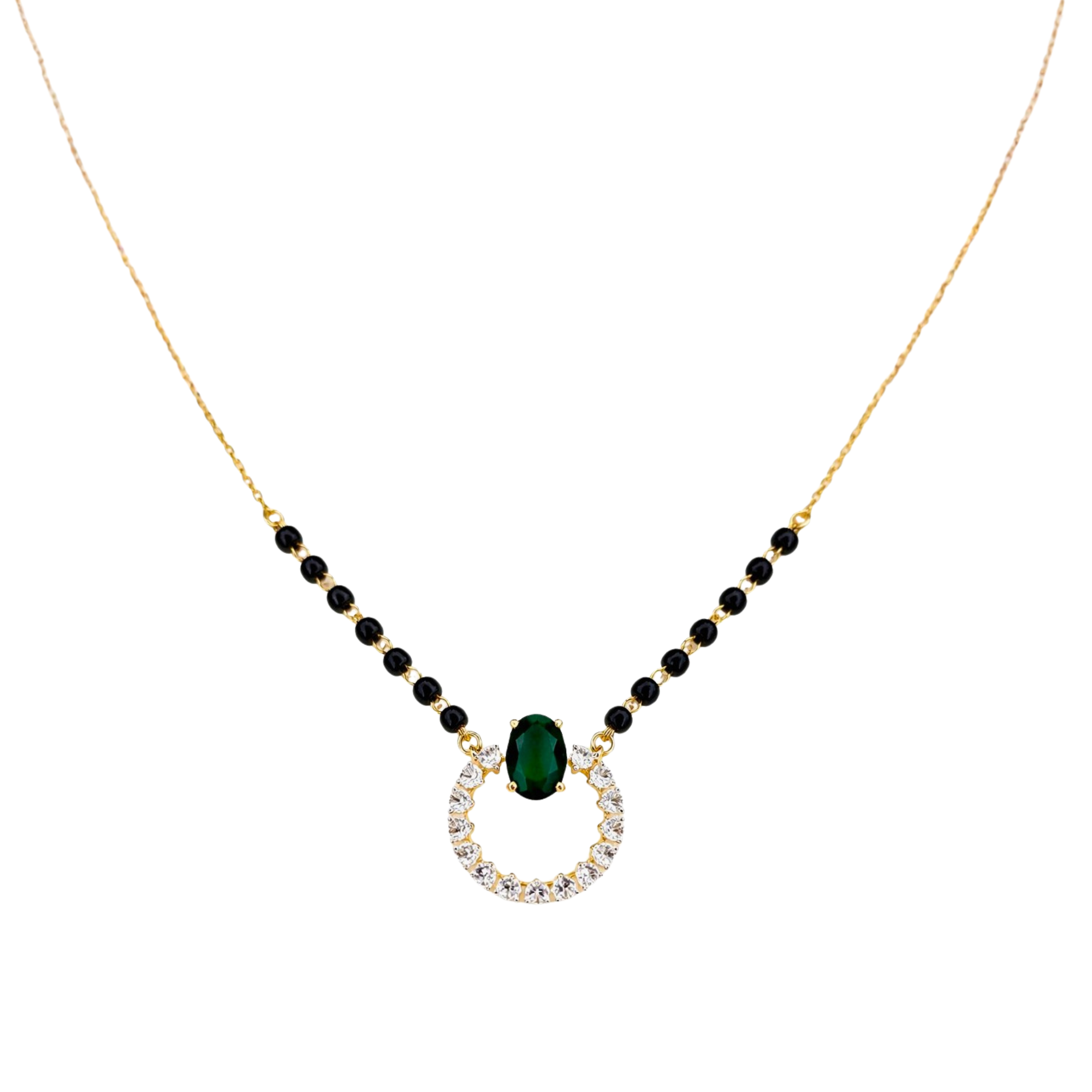Emerald Halo 9KT Diamond Mangalsutra