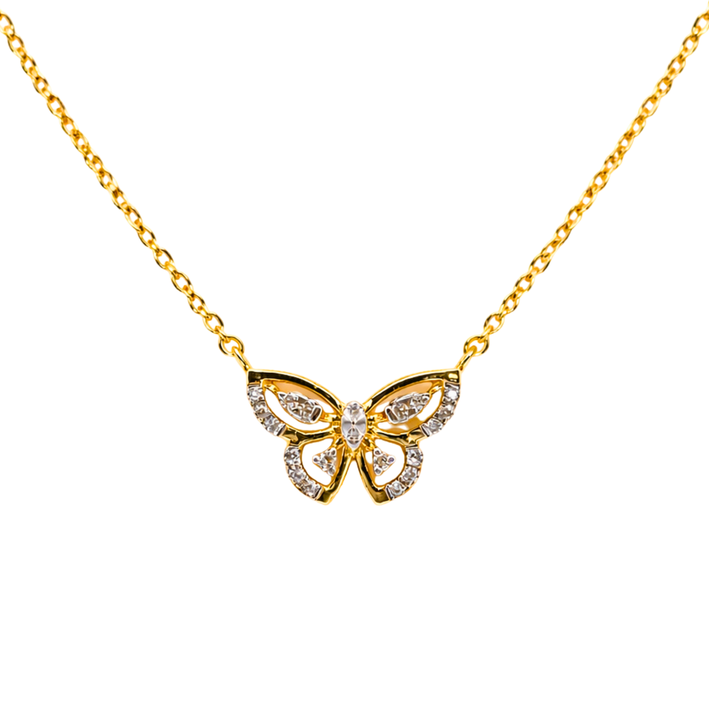 Golden Flutter 9KT Diamond Pendant Chain
