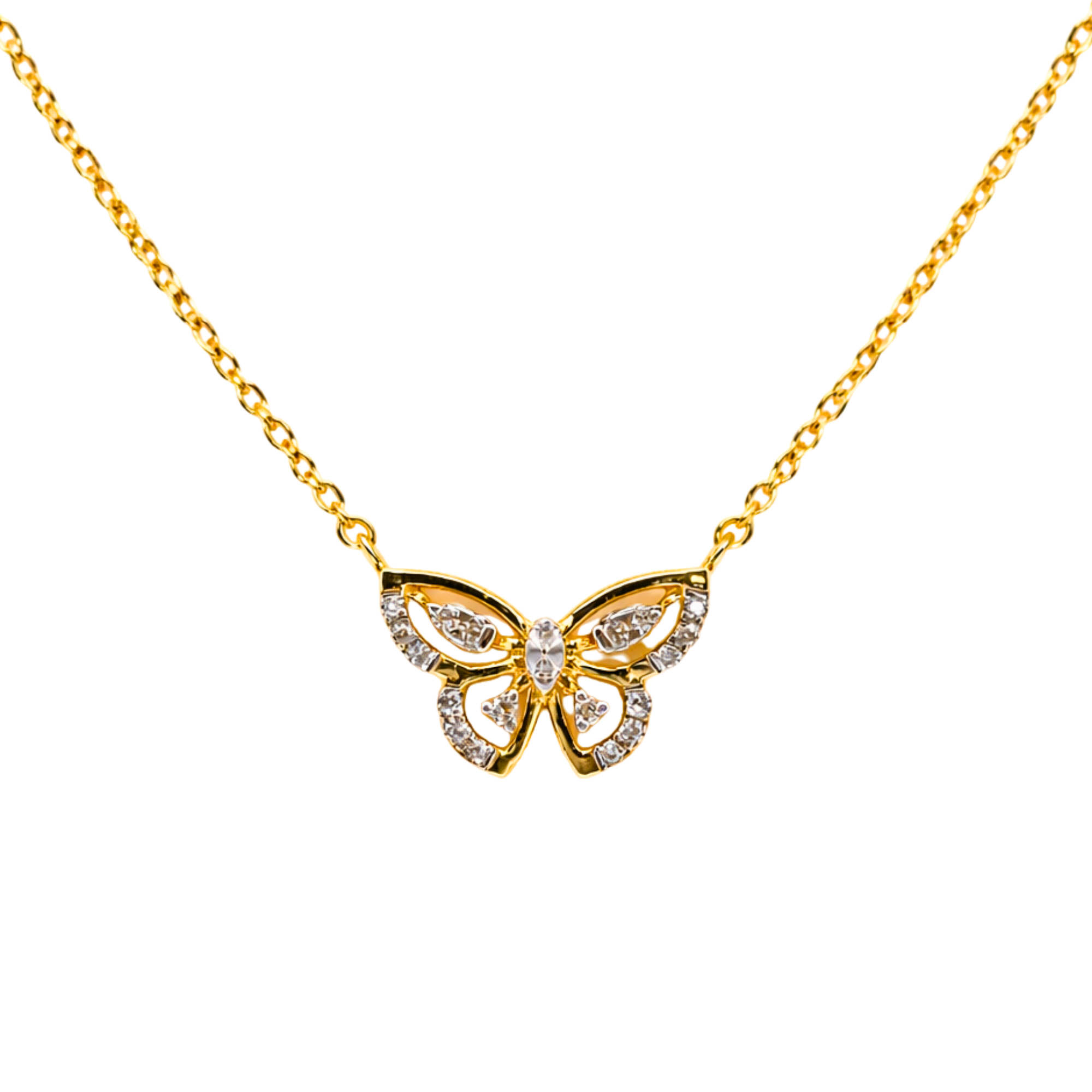 Golden Flutter 9KT Diamond Pendant Chain