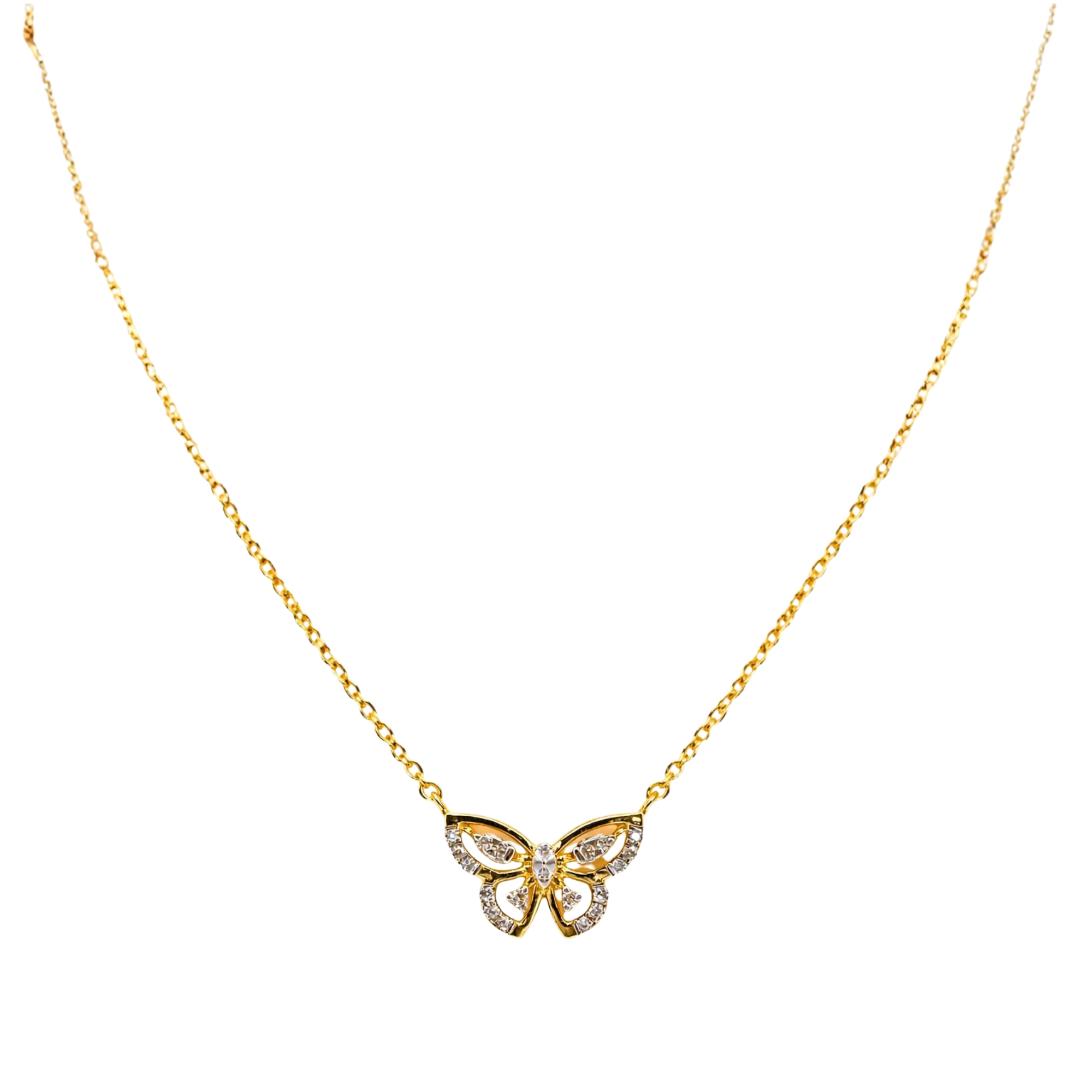 Golden Flutter 9KT Diamond Pendant Chain