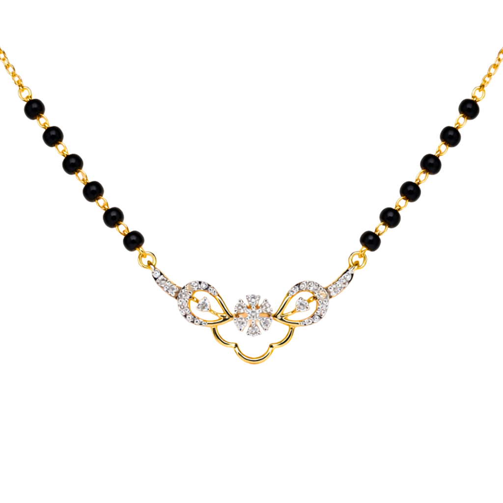 Floral Bloom 9KT Diamond Mangalsutra