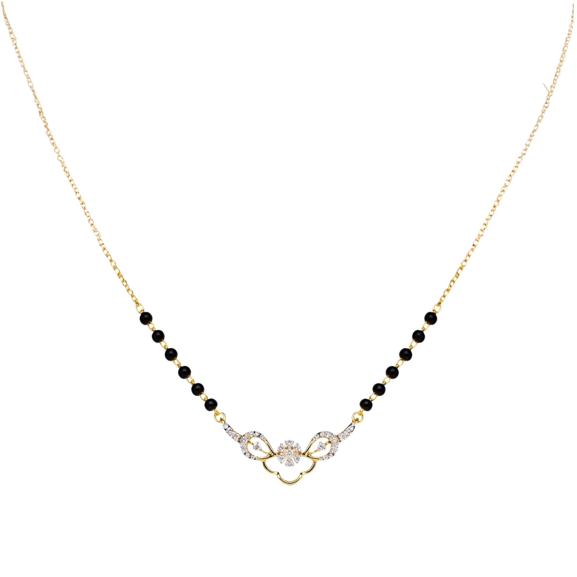 Floral Bloom 9KT Diamond Mangalsutra